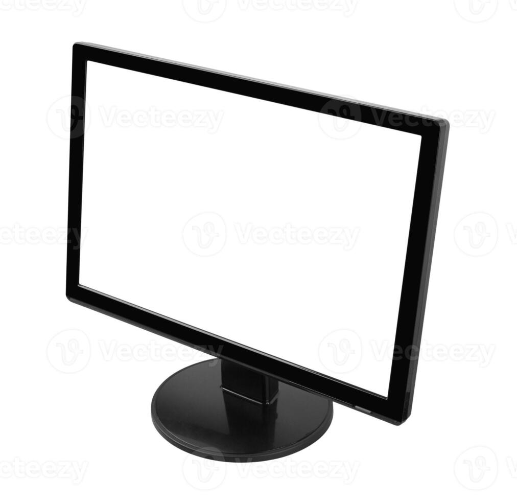 Flat led TV monitor isolated on white photo