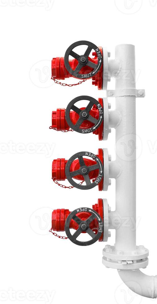 Red fire hydrant on a white photo