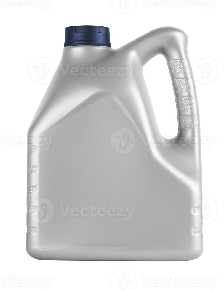 canister with machine oil on a white photo