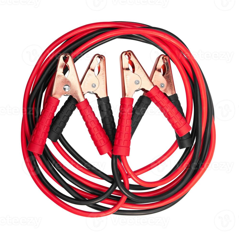 Jumper cables on a white photo