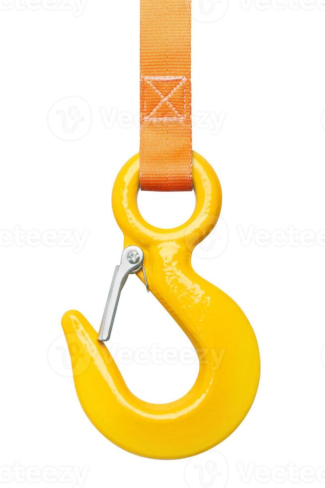 Metal hook with sling, isolated on a white photo