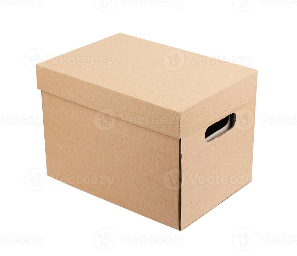 Cardboard box on white photo