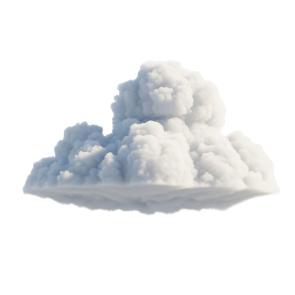 Fluffy cumulus cloud formation with subtle blue and white tones isolated on transparent background png
