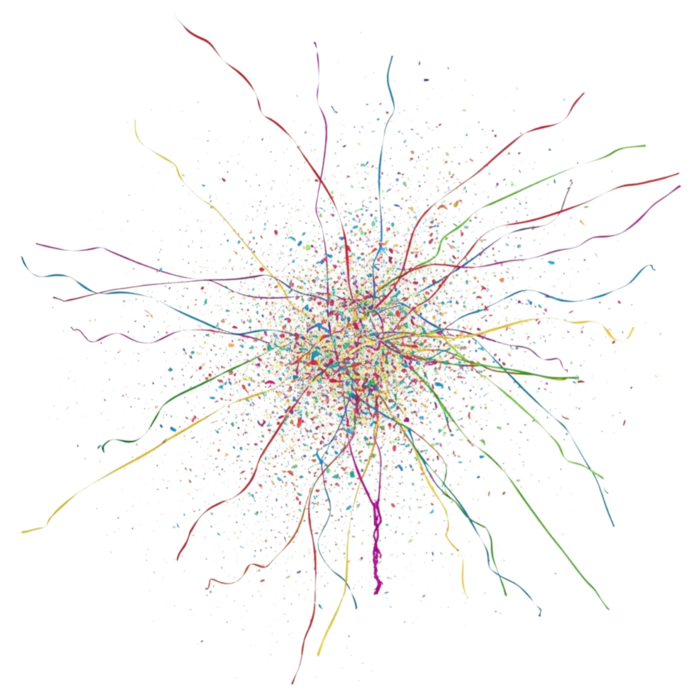 Complex network diagram illustrating interconnected systems and data flow isolated on transparent background png
