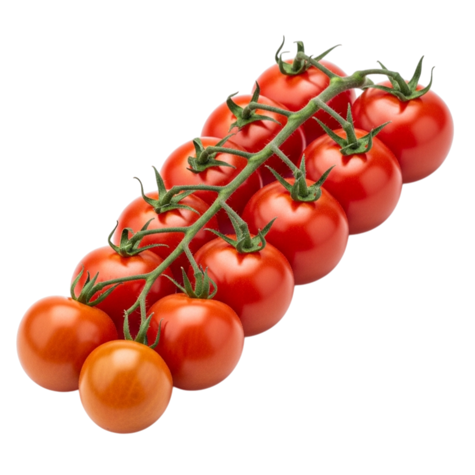 Fresh ripe red cherry tomatoes on the vine a healthy ingredient isolated on transparent background png