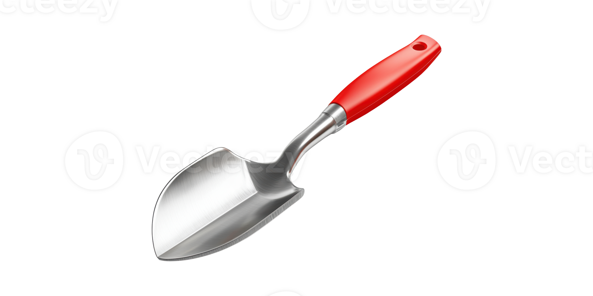 Stainless Steel Garden Trowel With Red Handle. Essential Tool For Gardening And Planting Isolated On Transparent Background png