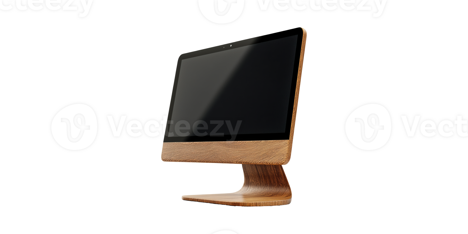 Wooden-Framed Computer Monitor. Modern Design And Eco-Friendly Technology Isolated On Transparent Background png