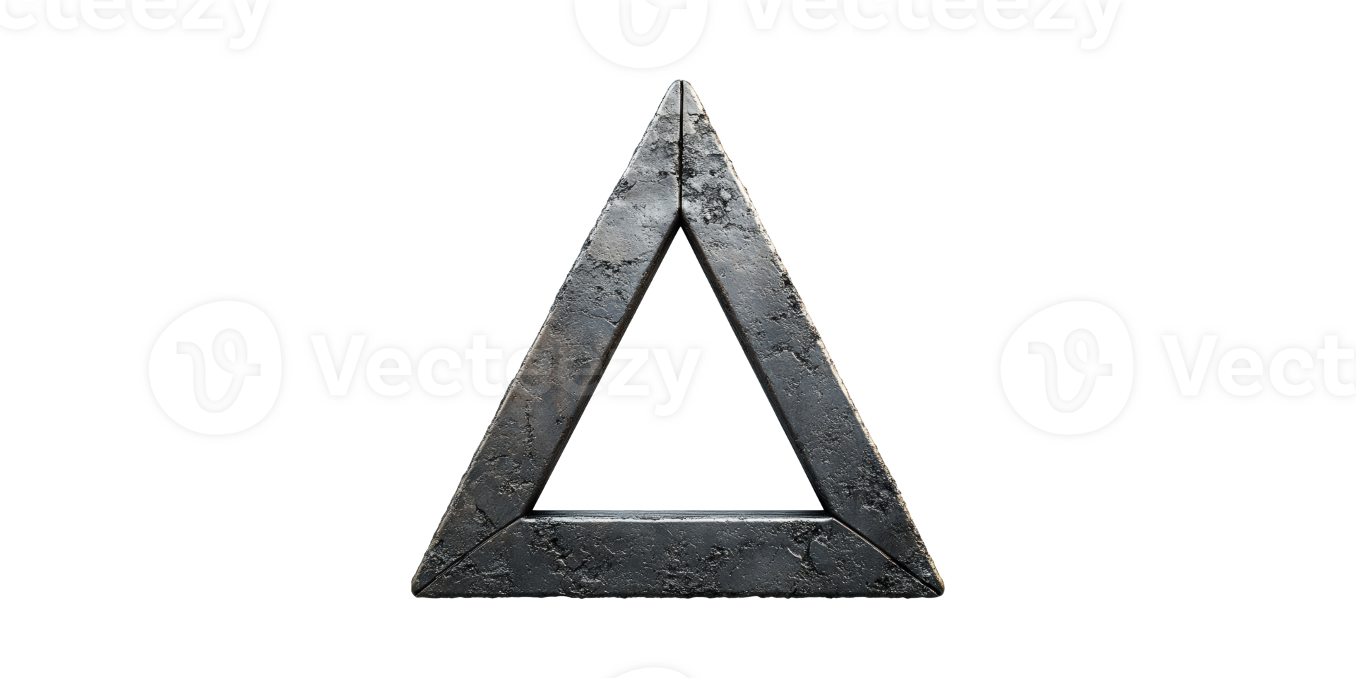 Rustic Metal Triangle Sculpture. Symbol Of Strength And Stability In Design Isolated On Transparent Background png