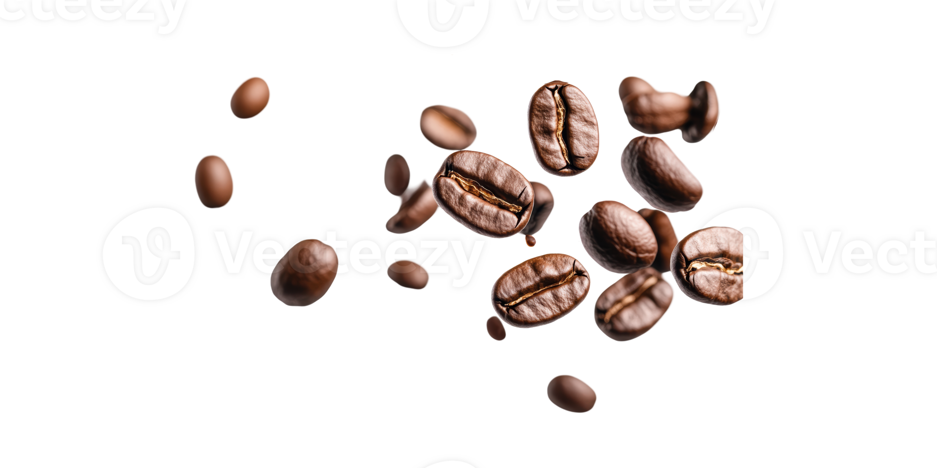 Floating Coffee Beans. Symbolizing Freshness And Energy In Coffee Culture Isolated On Transparent Background png