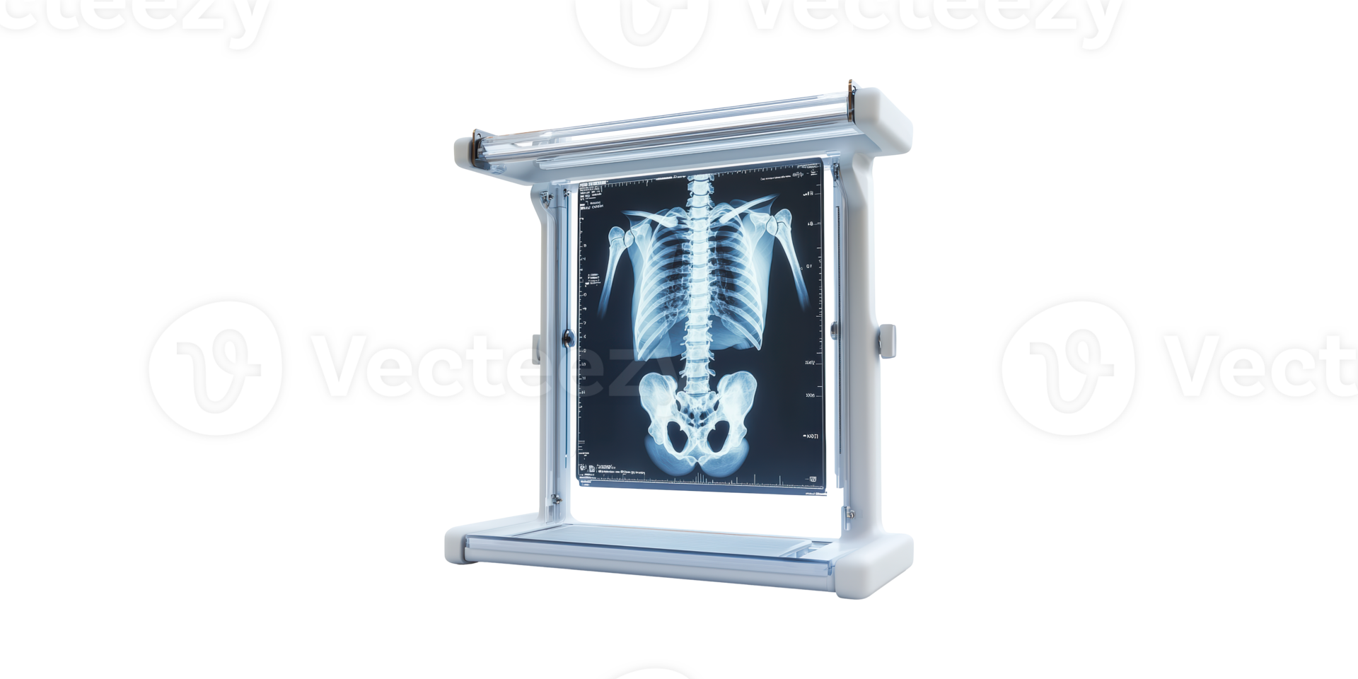 X-Ray Film Viewer With Human Skeleton Image. Medical Imaging And Diagnostic Tool Isolated On Transparent Background png
