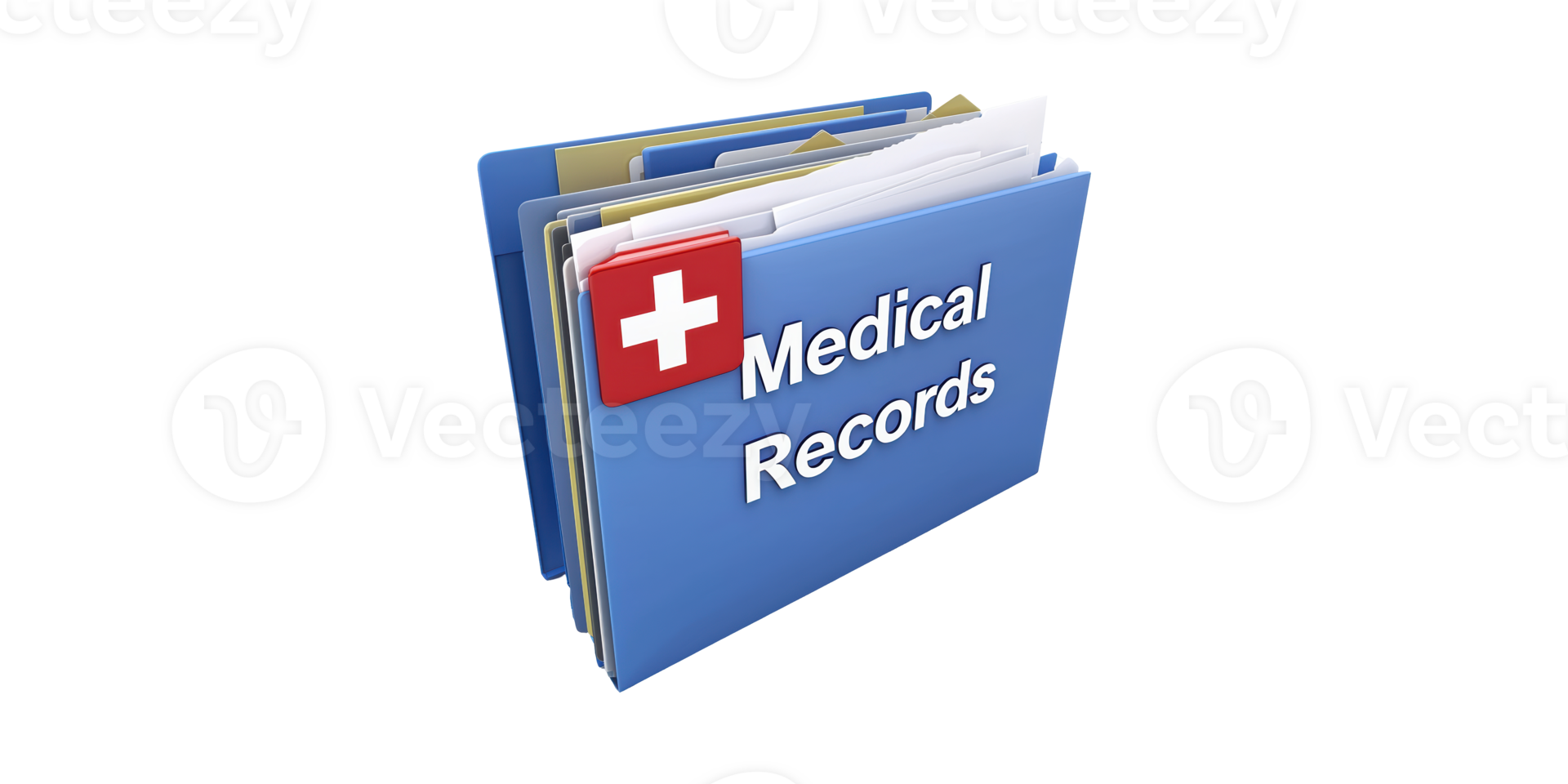 Medical Records Folder With Cross Symbol. Healthcare Documentation And Patient Information Management Isolated On Transparent Background png