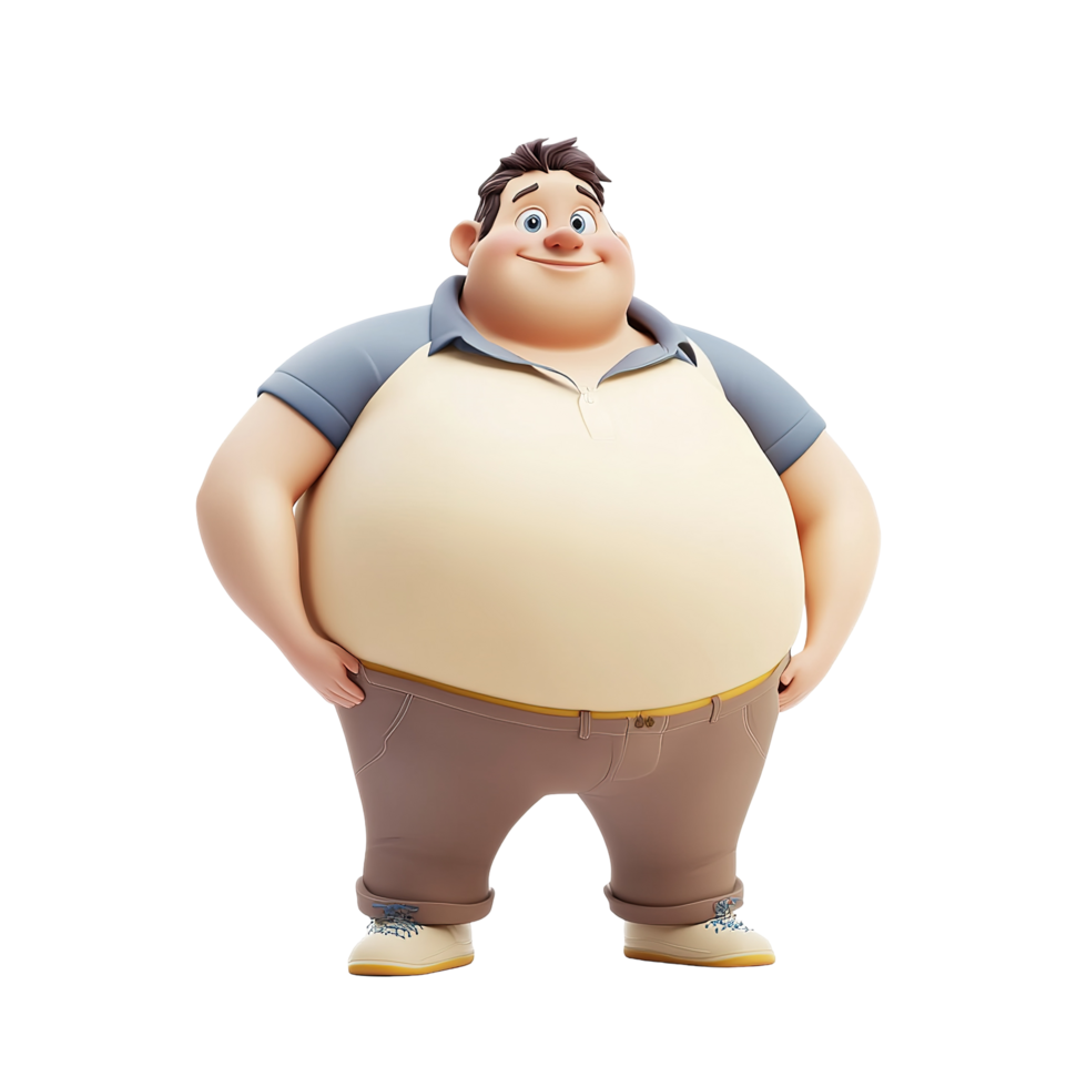 Cartoon character with a friendly expression isolated on a transparent background. png