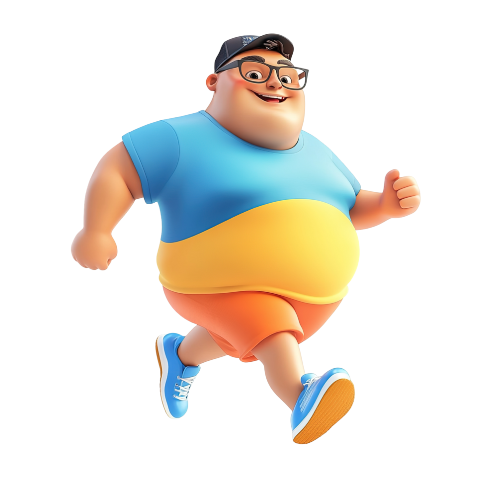 Cartoon character in athletic attire running isolated on a transparent background. png
