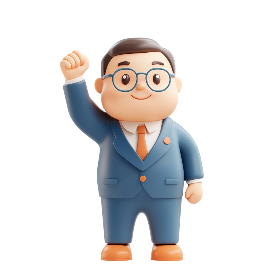 Cheerful cartoon character in a suitisolated on a transparent background. png