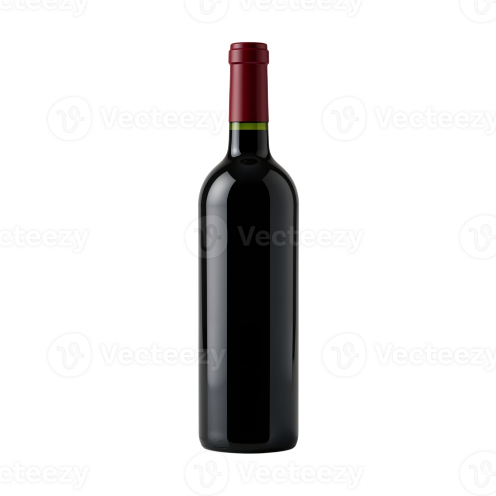 Elegant red wine bottle presentation with sophisticated bottle shape on clear background png