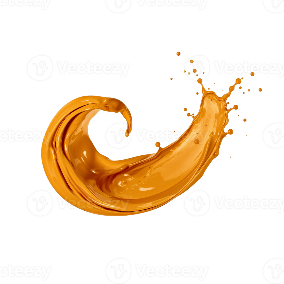 Dynamic caramel swirl against isolated transparency, showcasing fluid motion and texture png