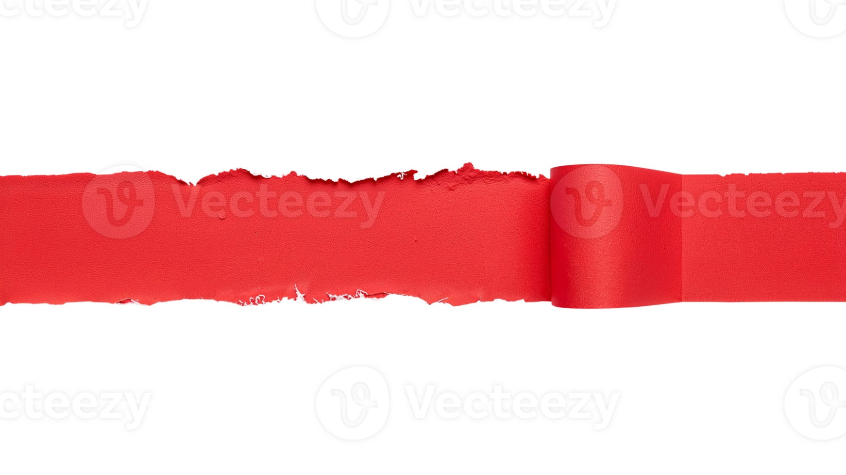 Vibrant Red Paper Unfurling Against an Isolated, Neutral Field with Ripped Edges png