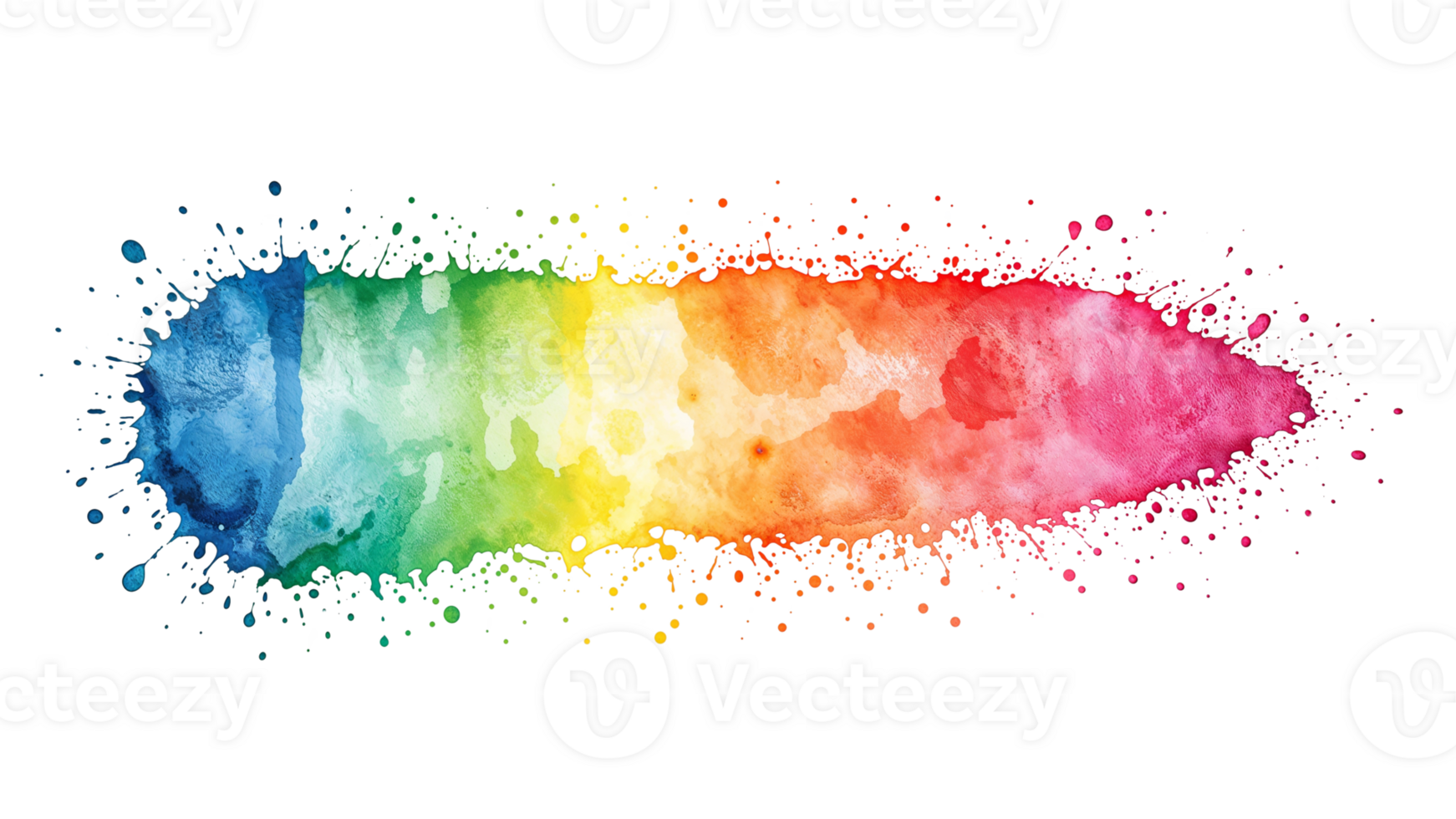 Vibrant rainbow watercolor paint splash effect against a simple transparent canvas backdrop png