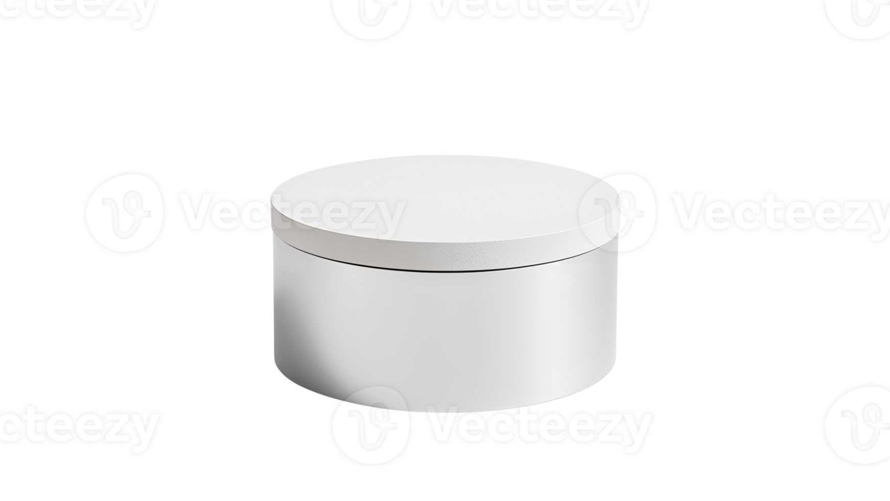 Minimalist presentation of a round white box with lid on a transparent setting png