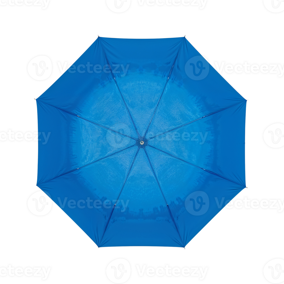 Isolated aerial blue umbrella view offering unique protective element aesthetic appeal on png