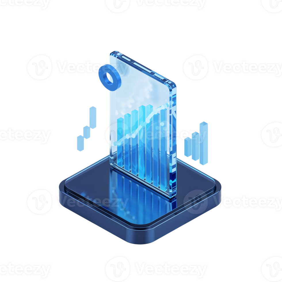 Futuristic translucent smartphone interface with digital bar graph indicators display isolated, png