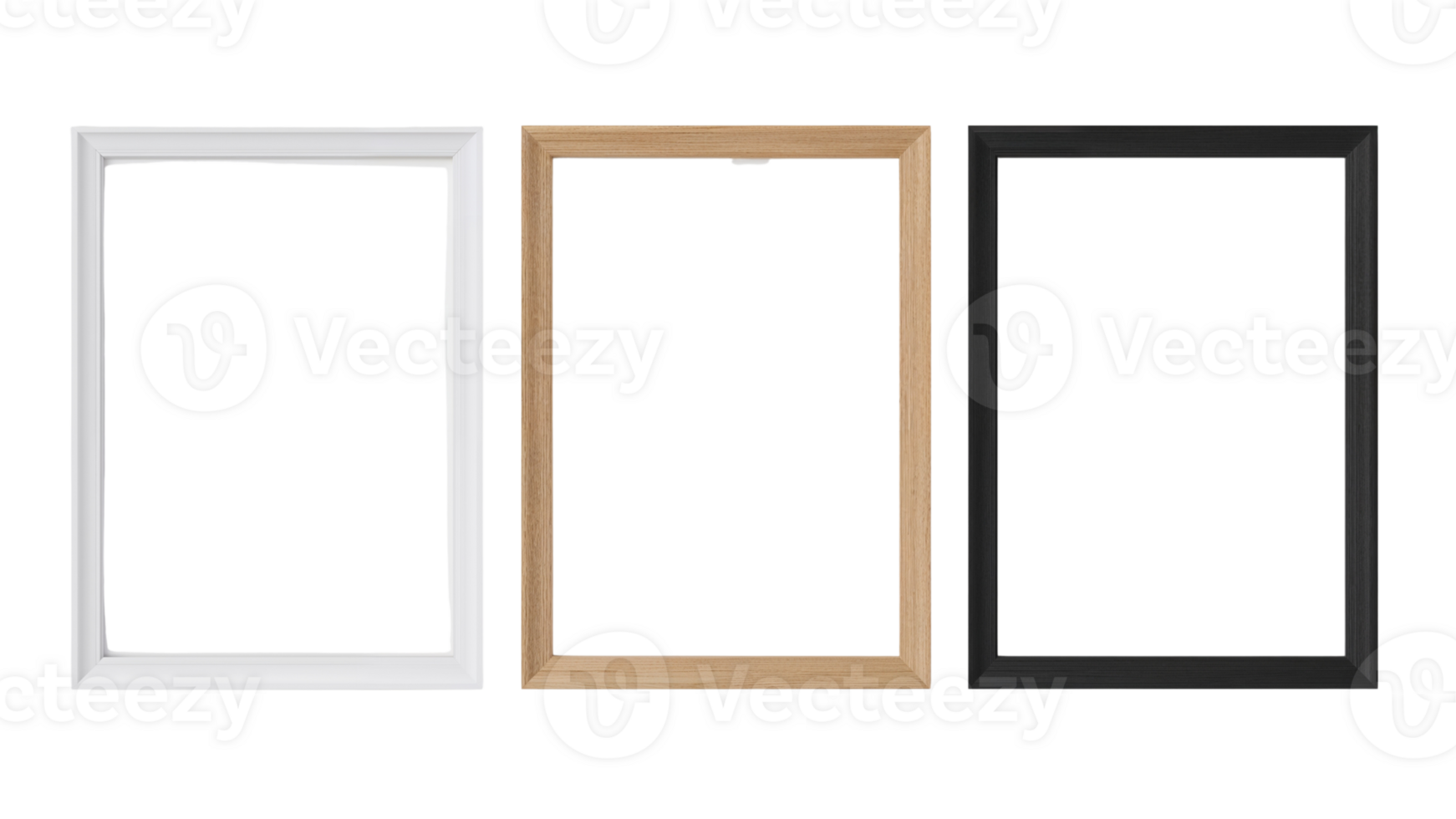 Trio of frames presenting diverse styles and textures isolated against a pure backdrop png