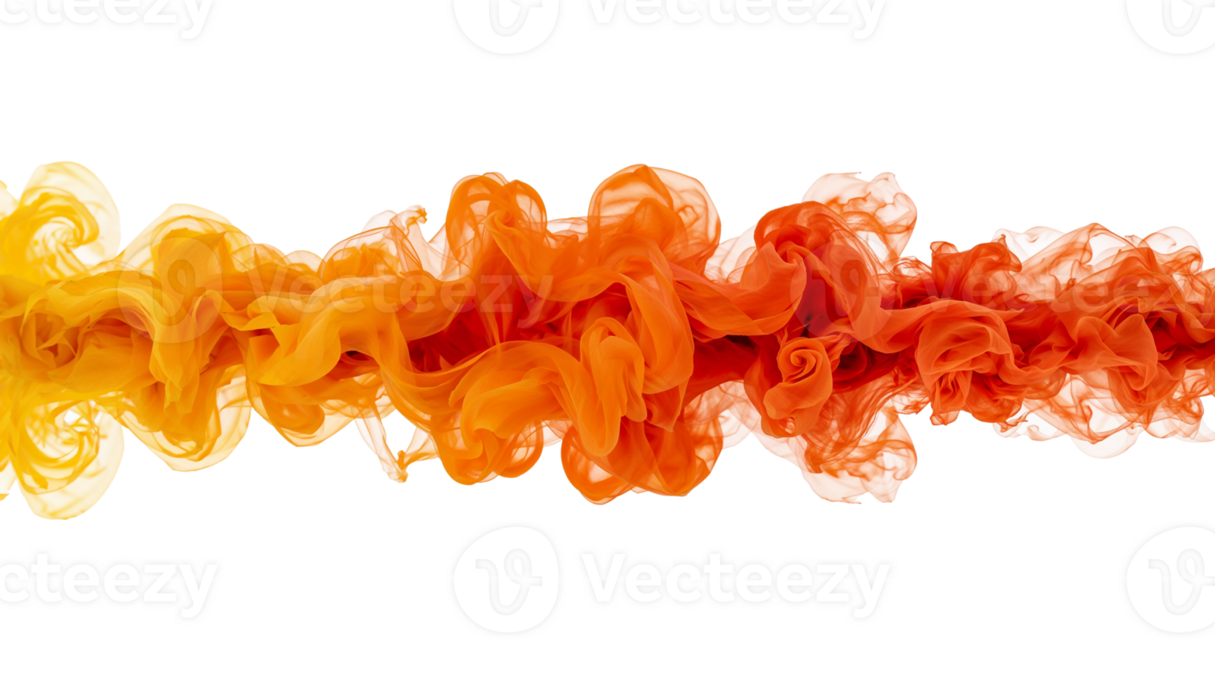 Abstract fiery flow. Dynamics of pigment dispersion in liquid against empty space background png