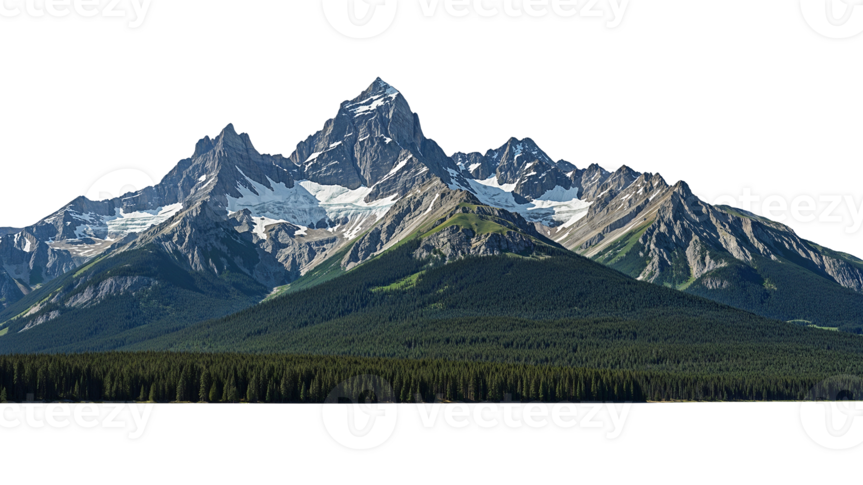 Majestic Mountain Range Scene with Forest and Transparent Isolated Configuration png