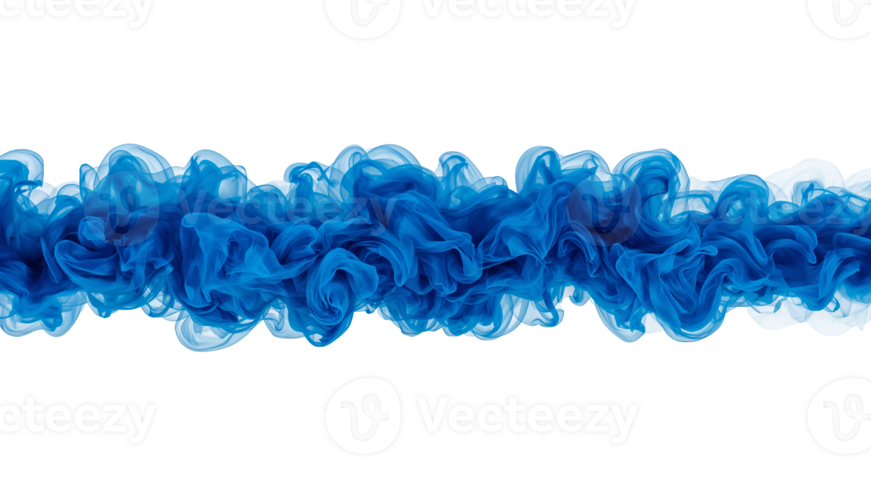 Elegant cloud of vibrant blue ink swirling dynamically on isolated transparent backdrop png