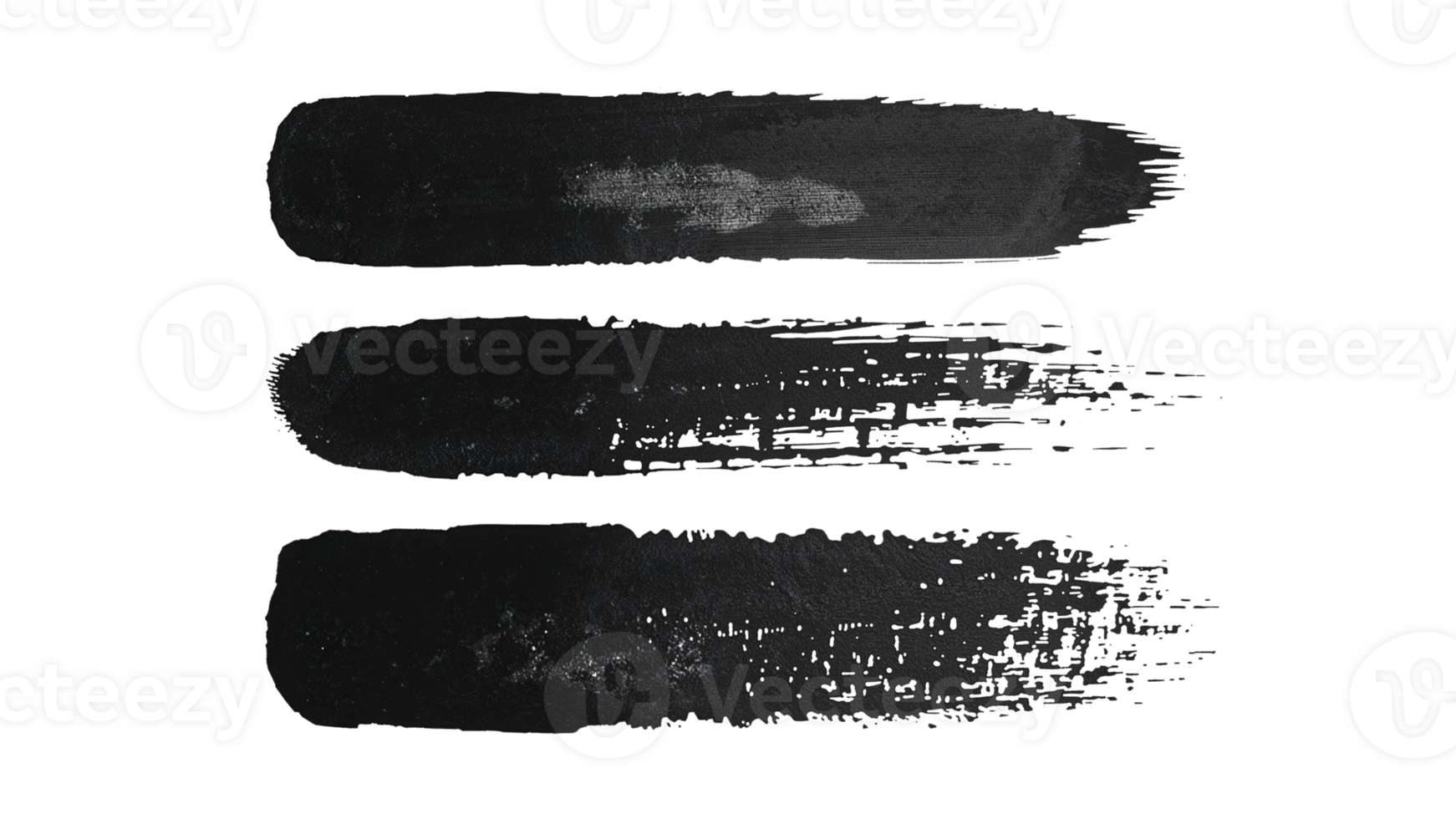 Abstract brushstroke design element set on transparent background for creative projects png