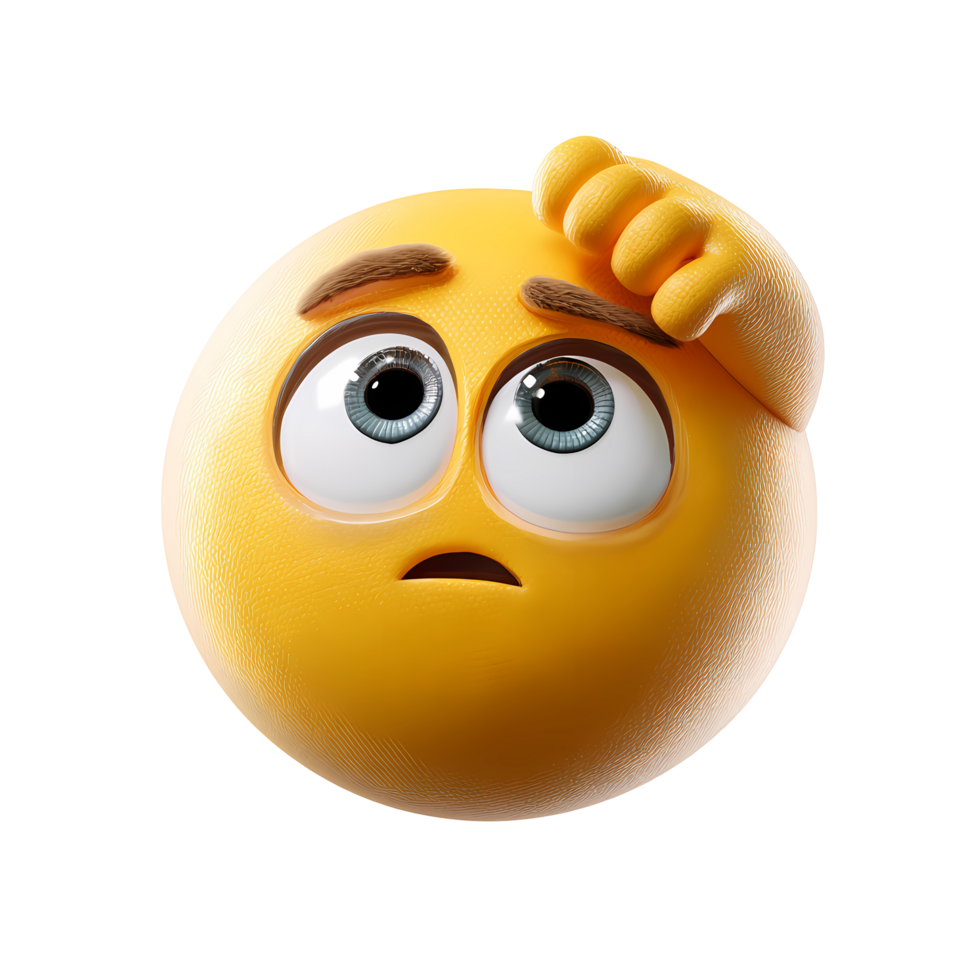 Confused Emoji with Hand on Head on transparent background rendered png