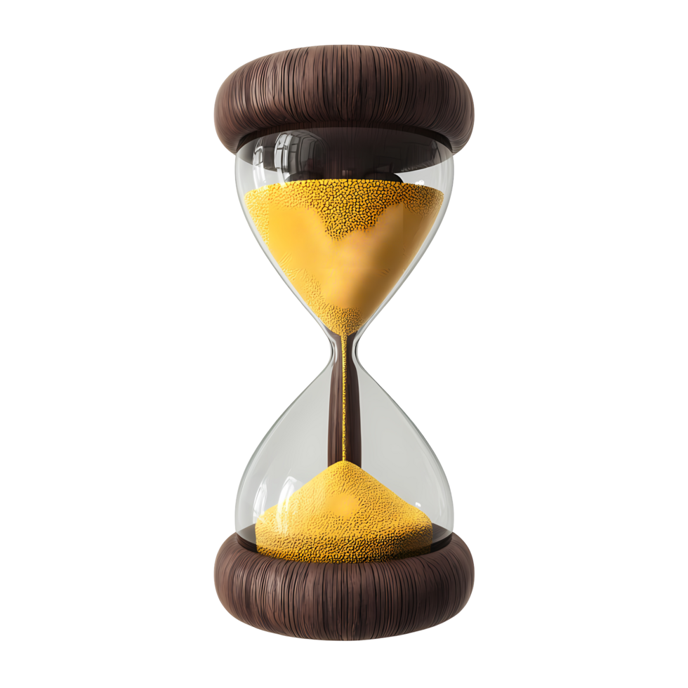 Hourglass with Golden Sand on Transparent Background rendering hourglass Features png