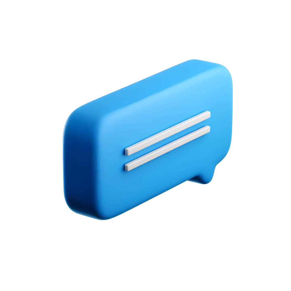 Blue 3D Speech Bubble with Lines on Transparent Background png