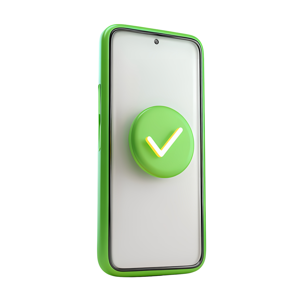 Green Smartphone with Check Mark Icon on Transparent Background png