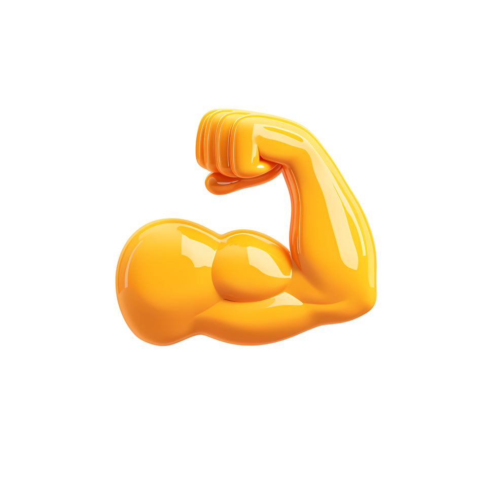 Glossy Yellow Arm Flexing Muscle on Transparent Background png