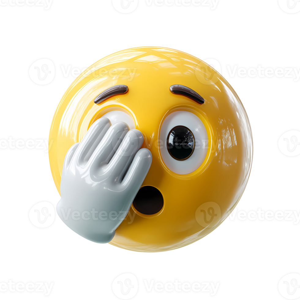 Embarrassed Emoji Covering Face with Hand on transparent background png