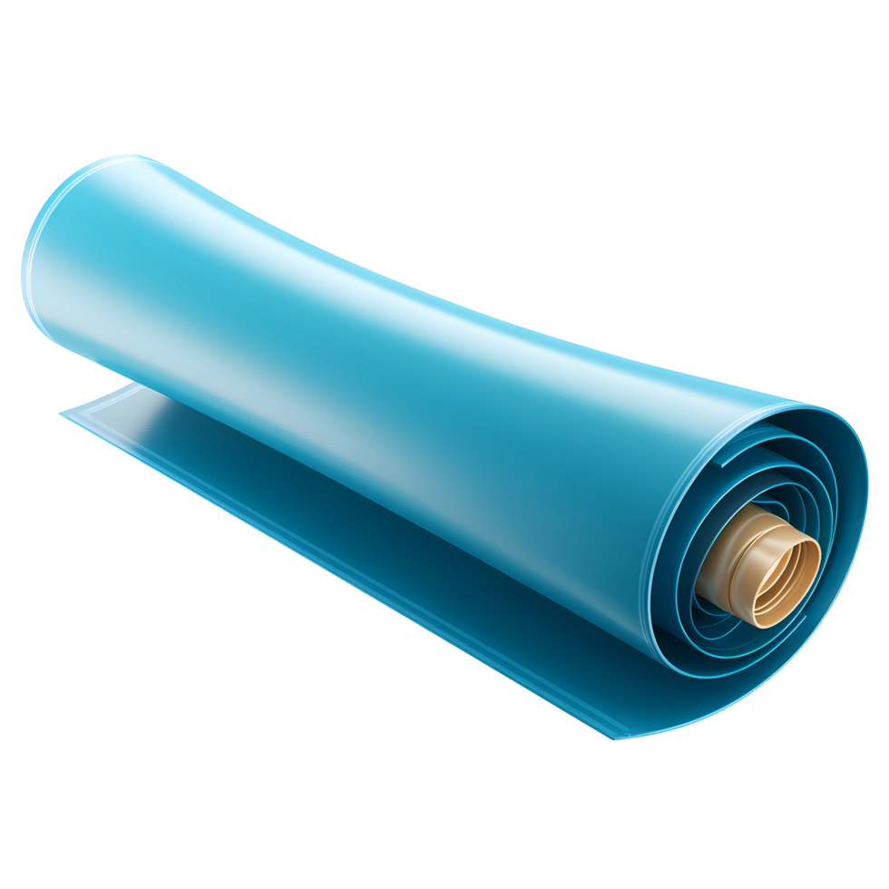 Rolled Blue Plastic Sheeting Material on Transparent Background png