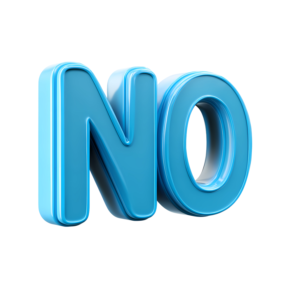 Blue 3D NO Text Isolated on Transparent Background png