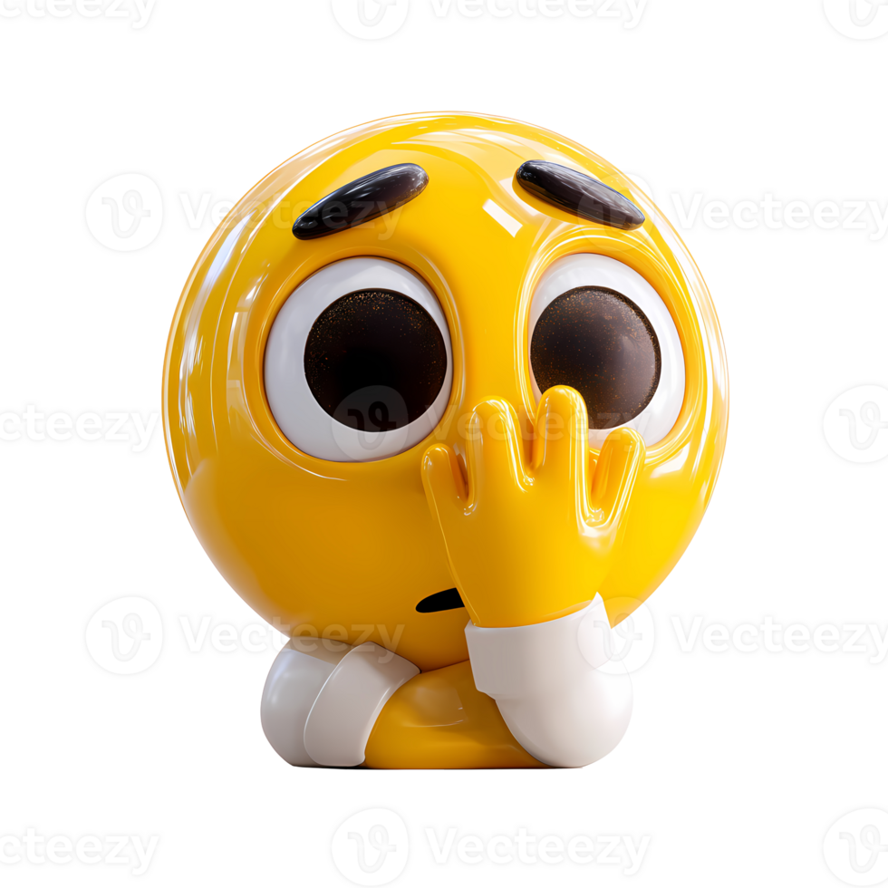 3D Embarrassed Emoticon on Transparent Background cute rendered png