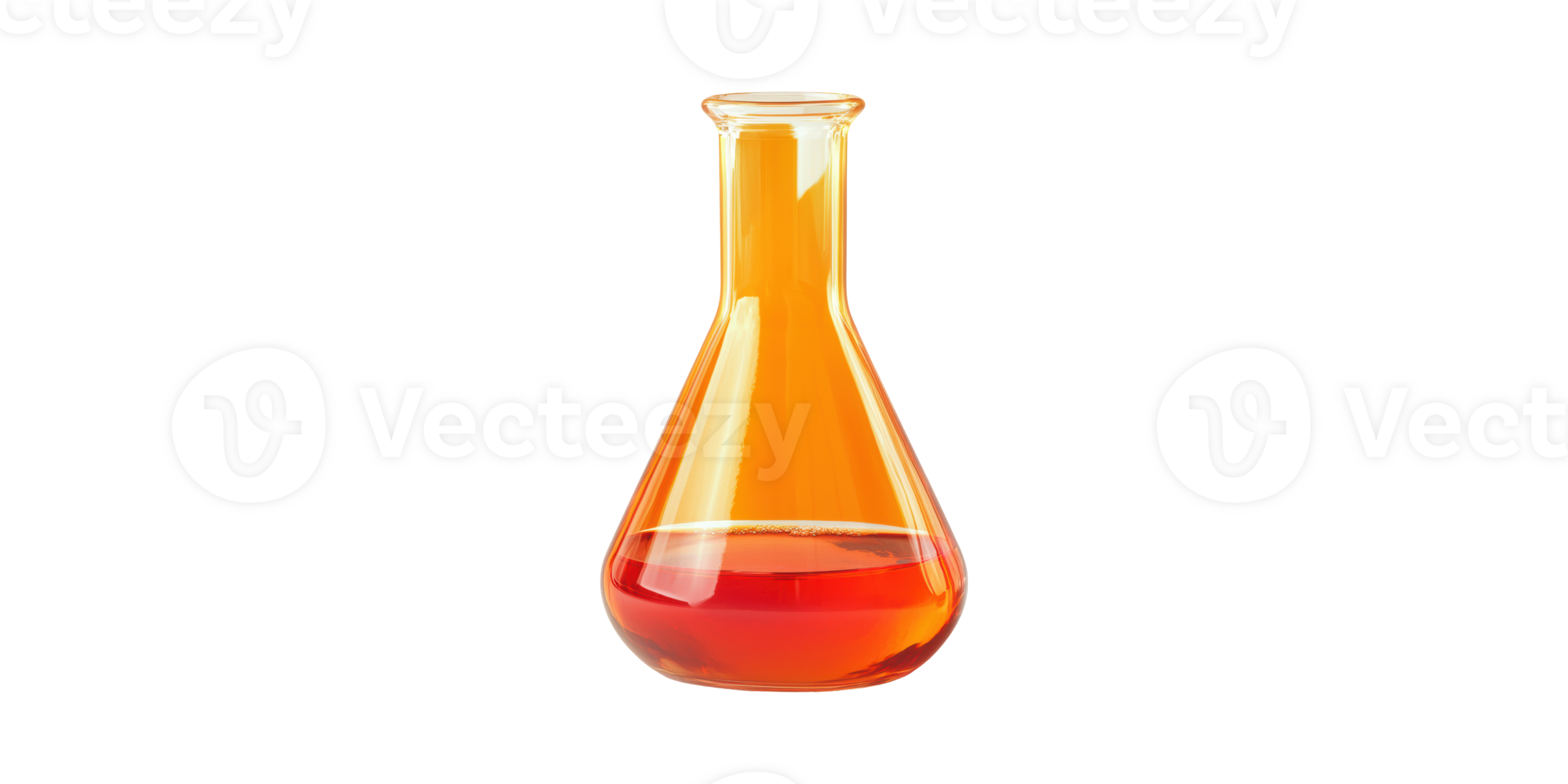 Laboratory Erlenmeyer Flask With Orange Liquid. Chemistry And Scientific Experimentation Concept Isolated On Transparent Background png