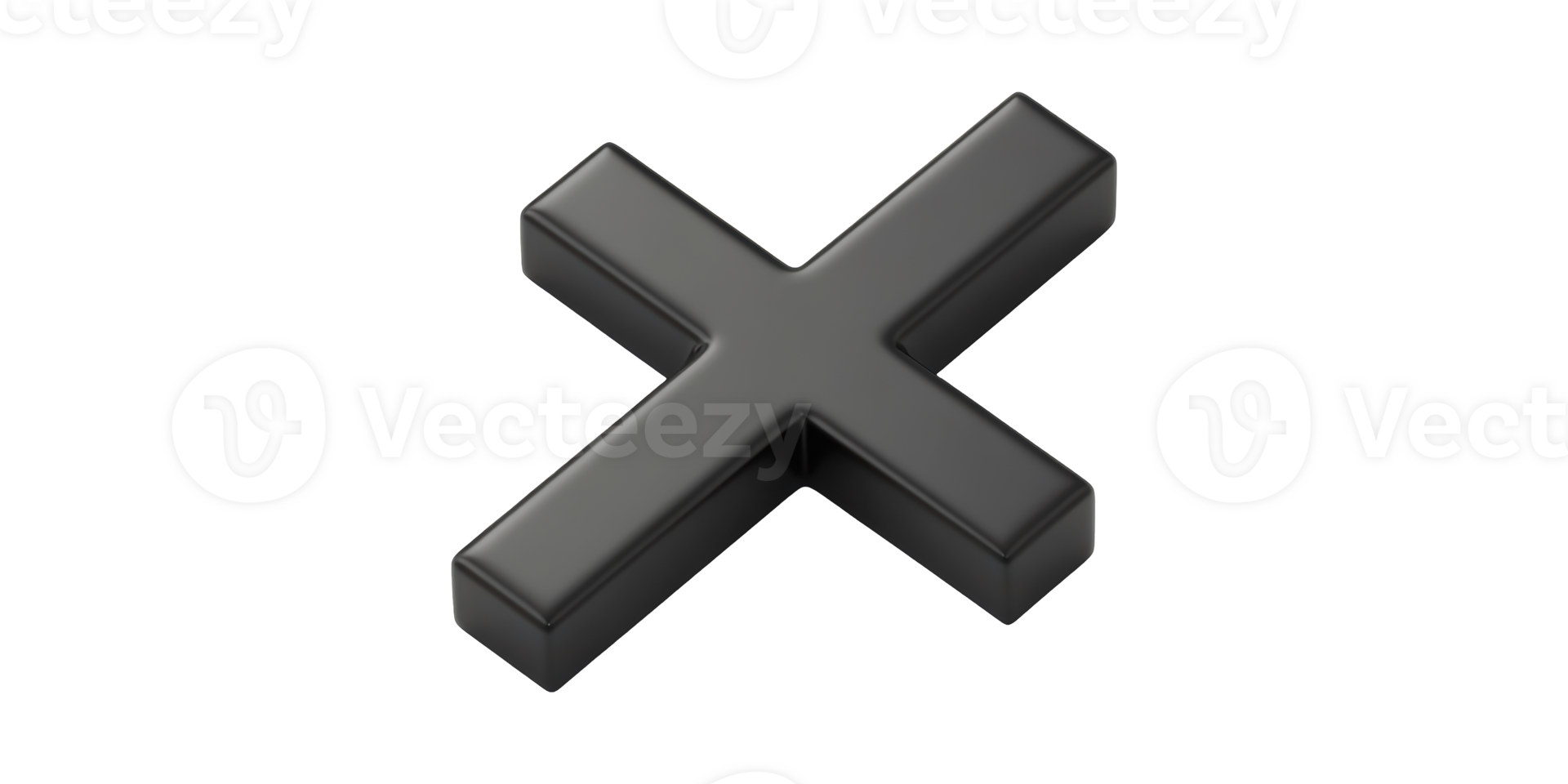 Black 3D Cross Symbol. Represents Negation, Error, Or Close Functionality Isolated On Transparent Background png