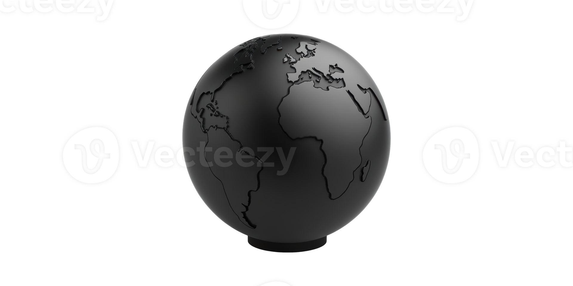 Black Matte Globe Sculpture. Modern Artistic Representation Of Earth Isolated On Transparent Background png