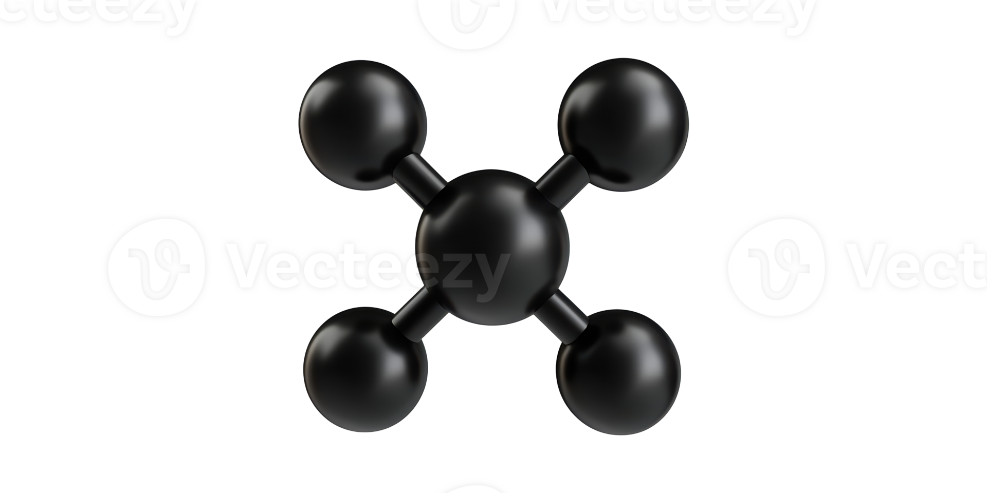 Black Methane Molecule Model. Chemistry And Molecular Structure Representation Isolated On Transparent Background png