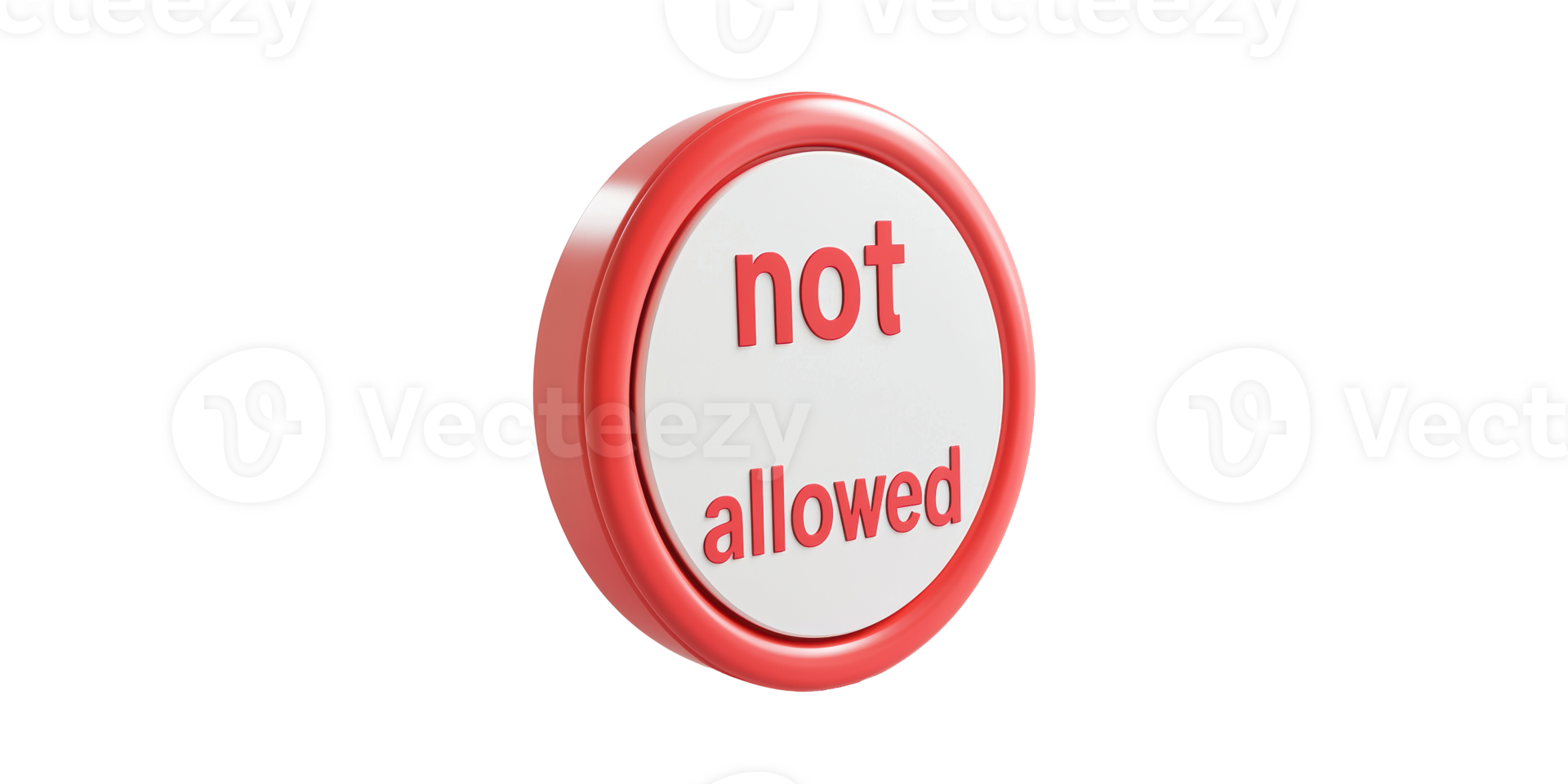 Red Circular Button With Not Allowed Text. Symbol Of Restriction And Prohibition Isolated On Transparent Background png