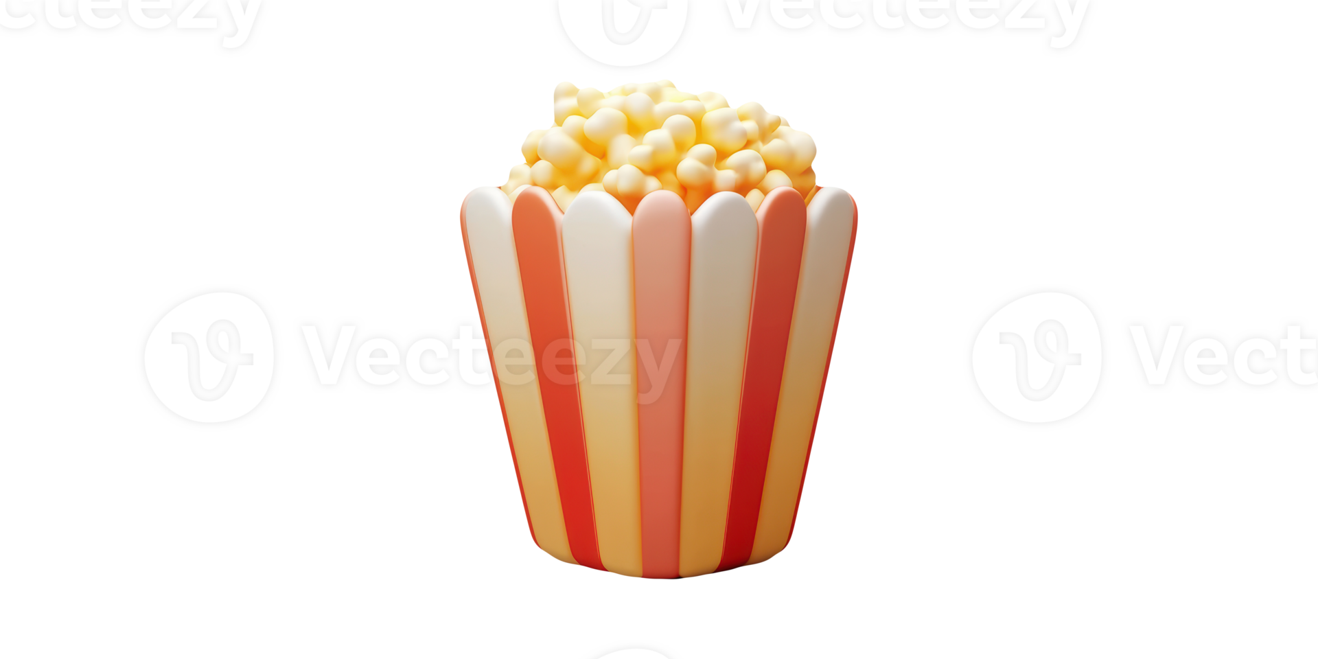Popcorn In Striped Container. Classic Movie Snack And Entertainment Symbol Isolated On Transparent Background png