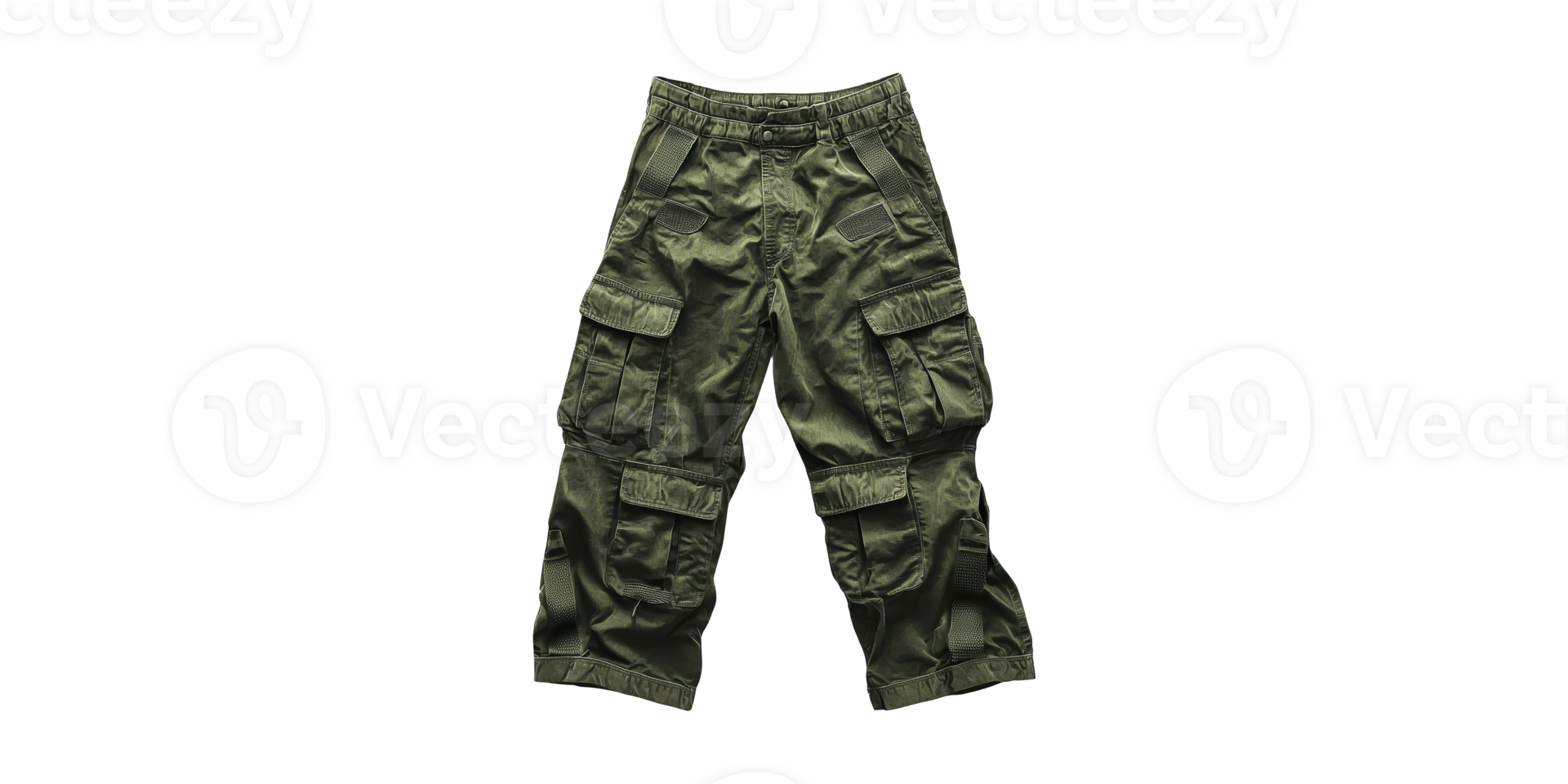 Olive Green Cargo Pants With Multiple Pockets. Versatile Outdoor And Casual Wear Isolated On Transparent Background png