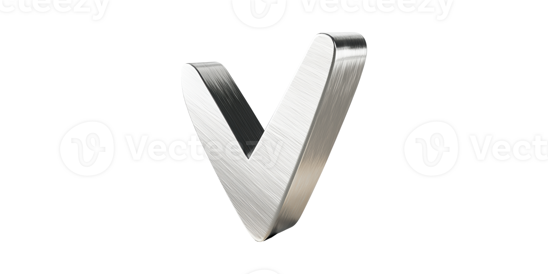 3D Metallic Letter V. Modern Typography And Design Element Isolated On Transparent Background png