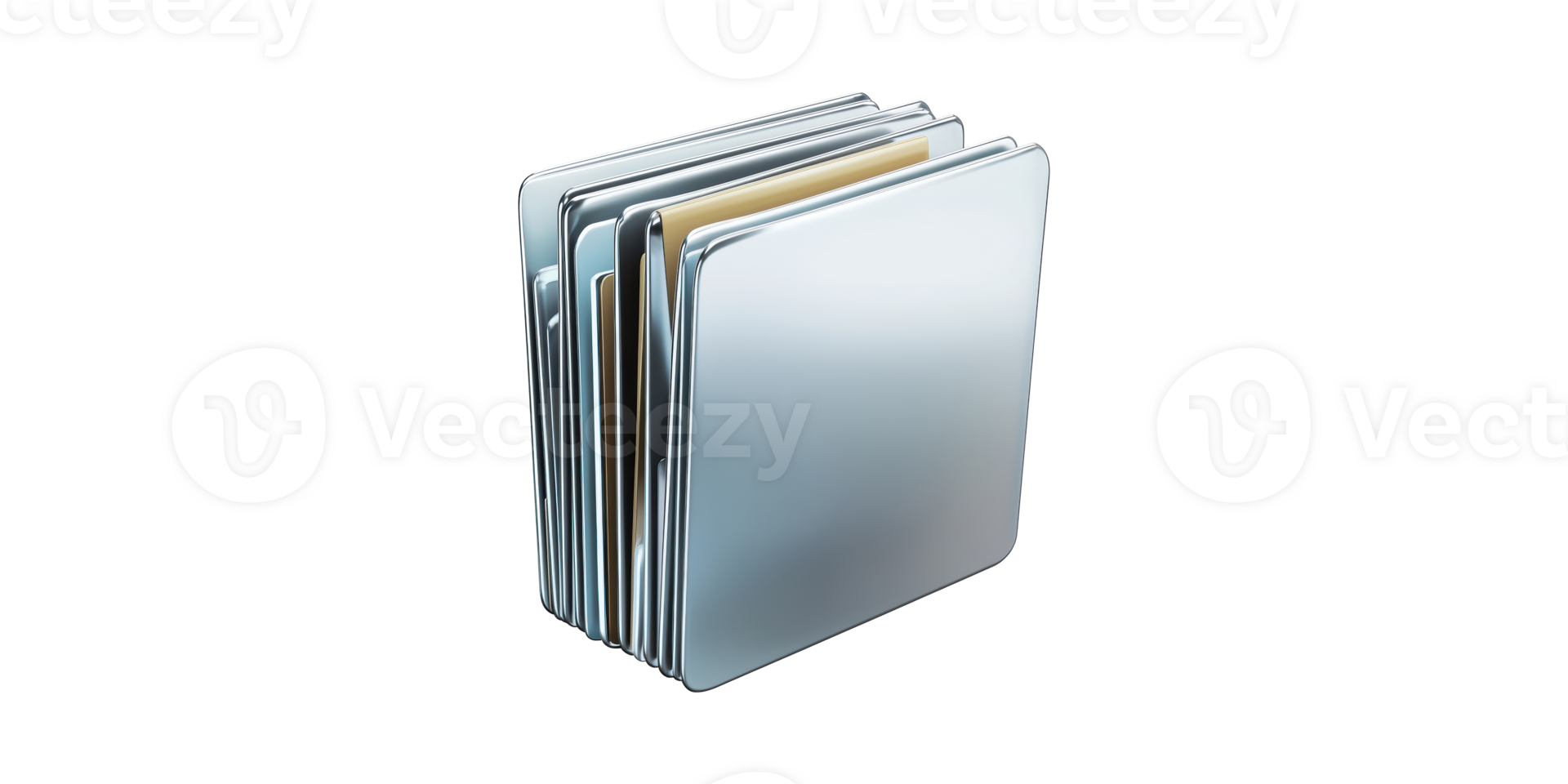 Stack Of Metal Folders. Symbolizing Organization And Data Management Isolated On Transparent Background png