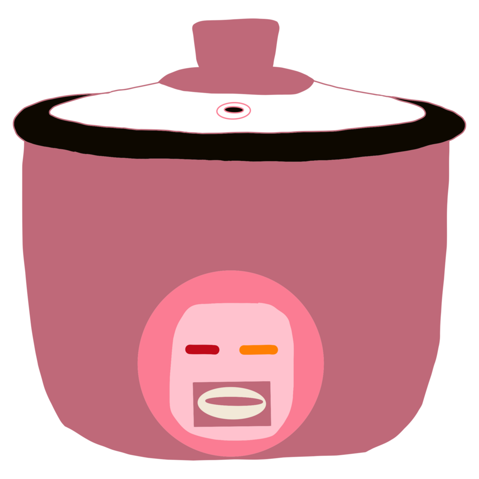 a pink pot with a face on it png