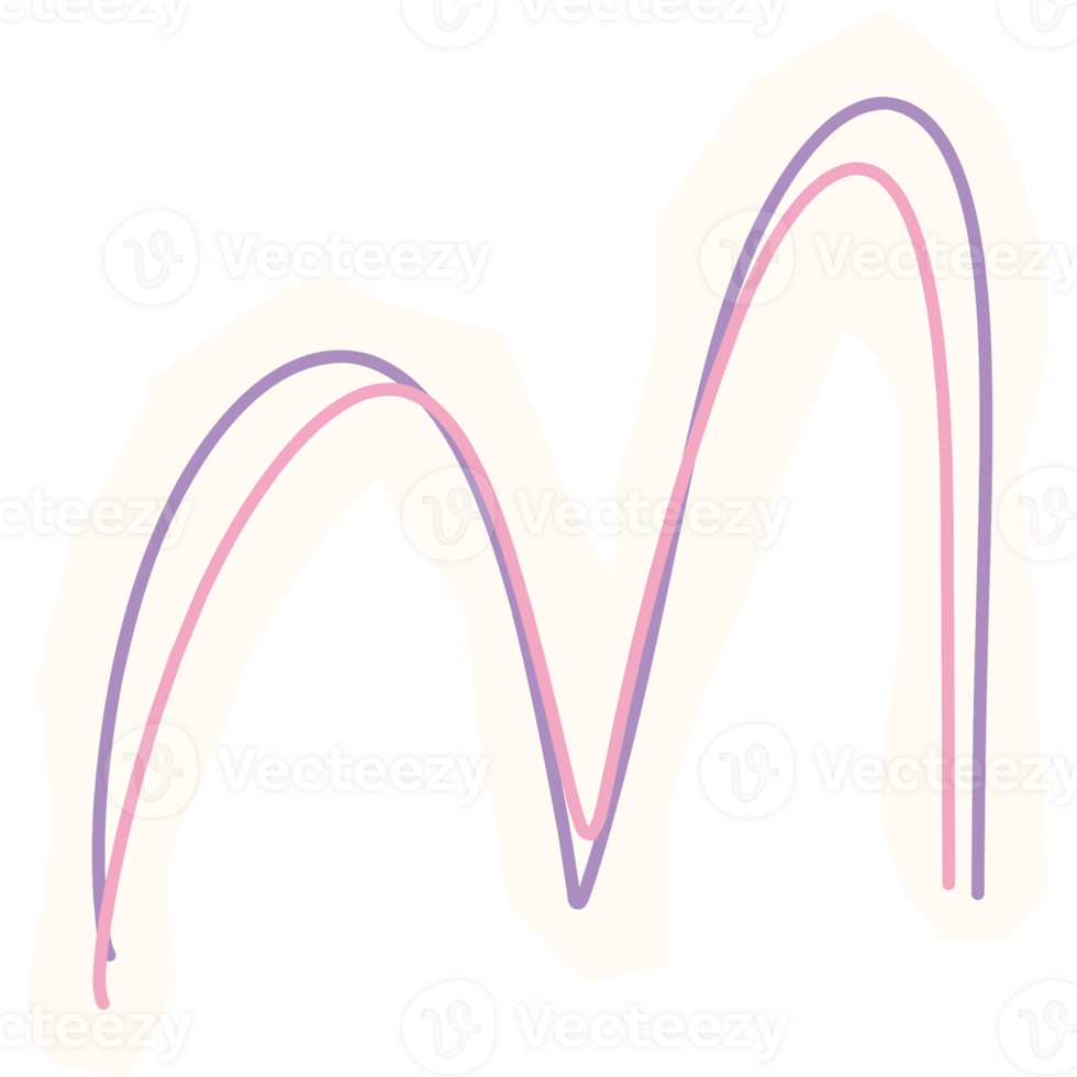 a pink and purple line drawing of a letter m png